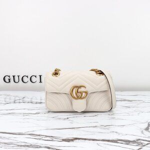 GG MARMONT MINI SHOULDER BAG - white leather